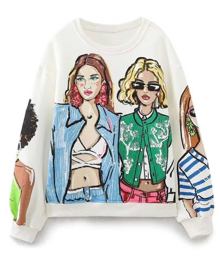 Damen-Sweatshirt mit Rundhalsausschnitt und langen Ärmeln
