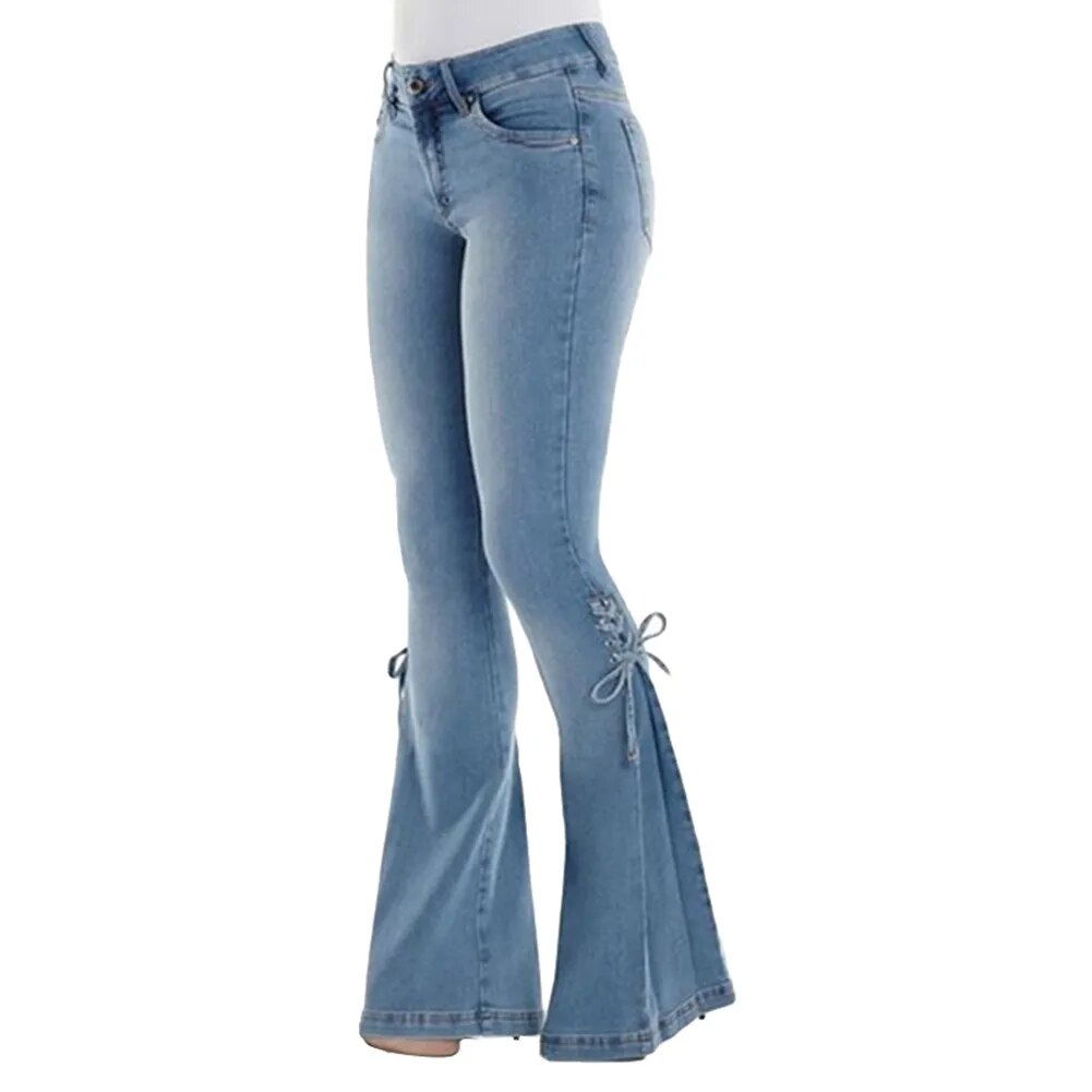 Heer Damen-Jeans mit mittelhohem Bund und ausgestelltem Bein
