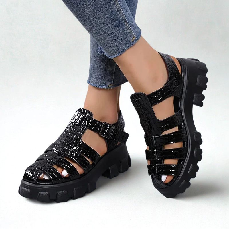 Sandale Spartiate Femme Style Plateforme à Talon