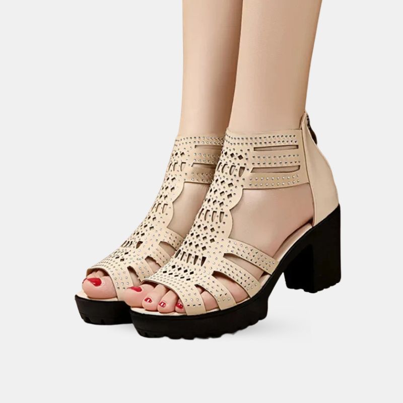 Sandale à Talon Femme Ouverte et Luxueuse