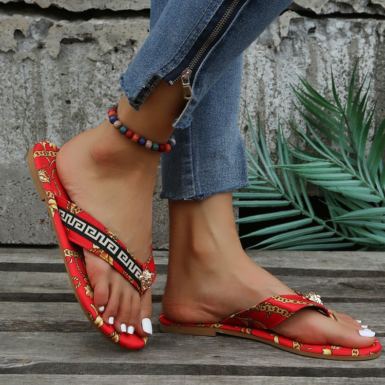 Sandales plates imprimées pour femmes - Plip