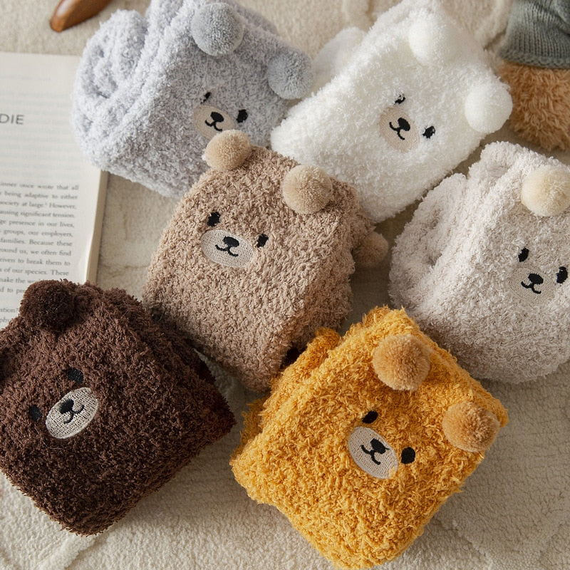 Chaussettes femme peluche avec ours en peluche Margot