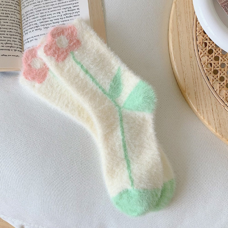 Chaussettes femme moelleuses pastel