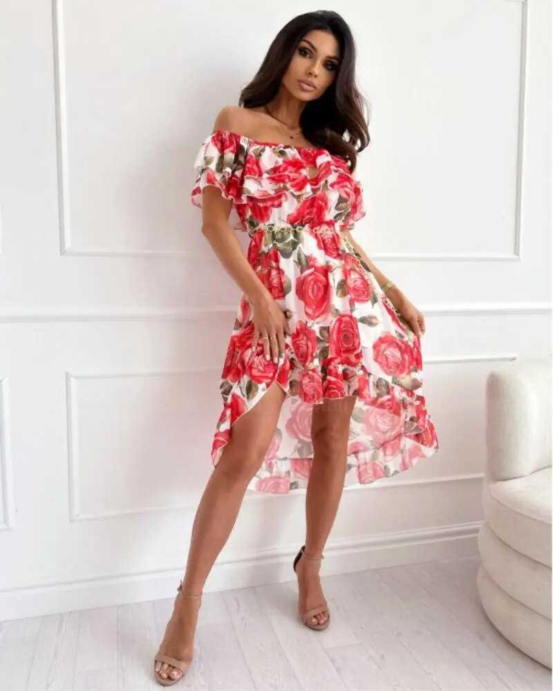 Elegantes Bohemian-Kleid mit Blumendruck für Damen