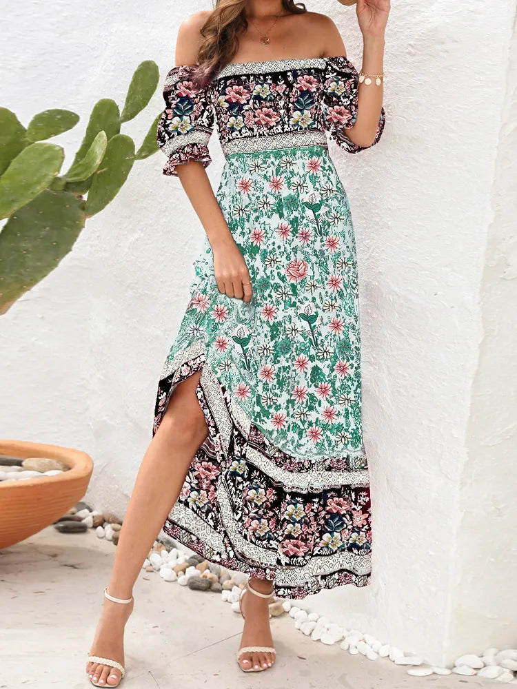Robe bohème plissée à imprimé Floral pour Femmes Ello