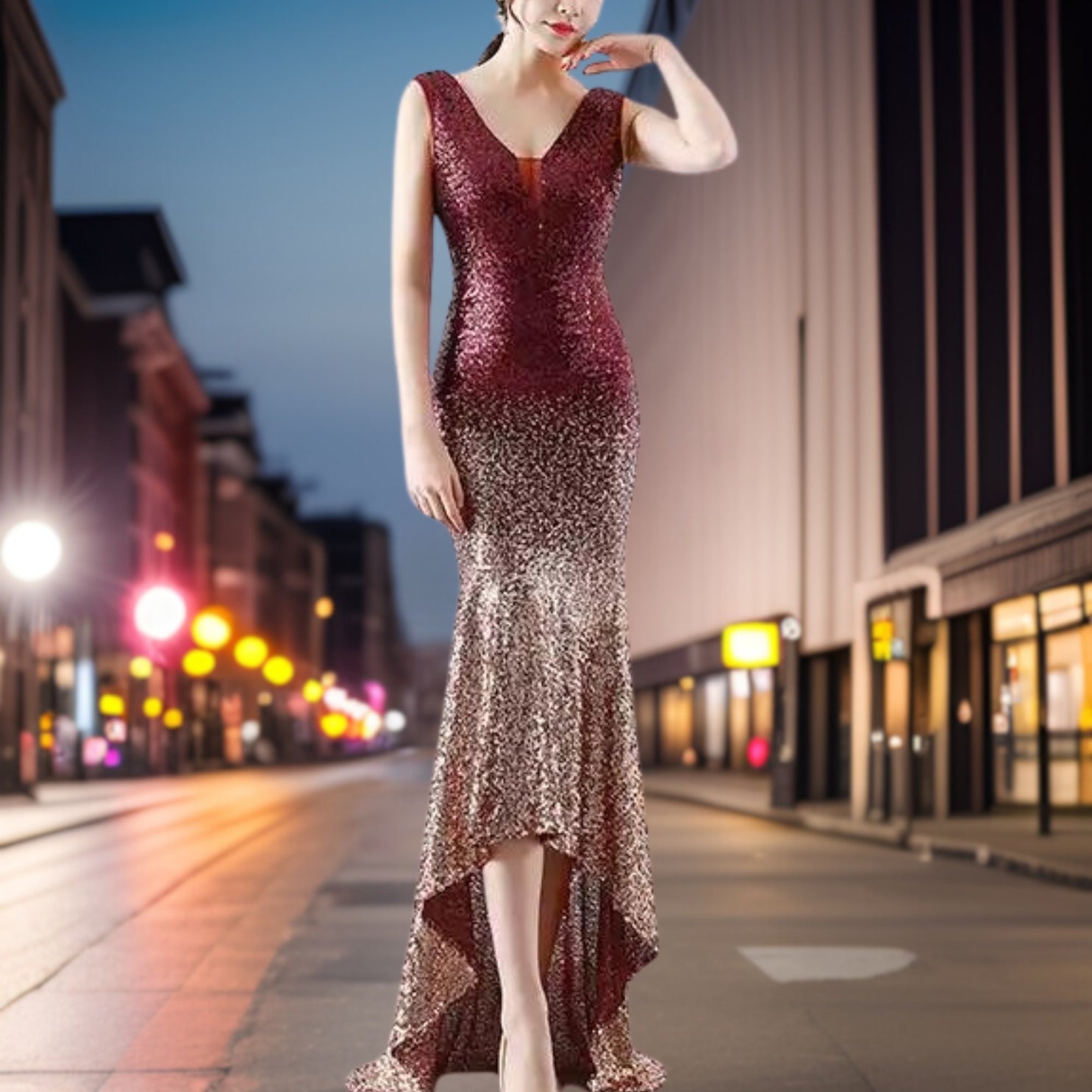 Petronelle - Robe de soirée slim fit en tissu de haute qualité