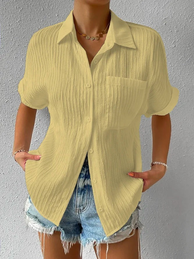 Blouse Décontractée Col Chemise - Style Confortable et Élégant