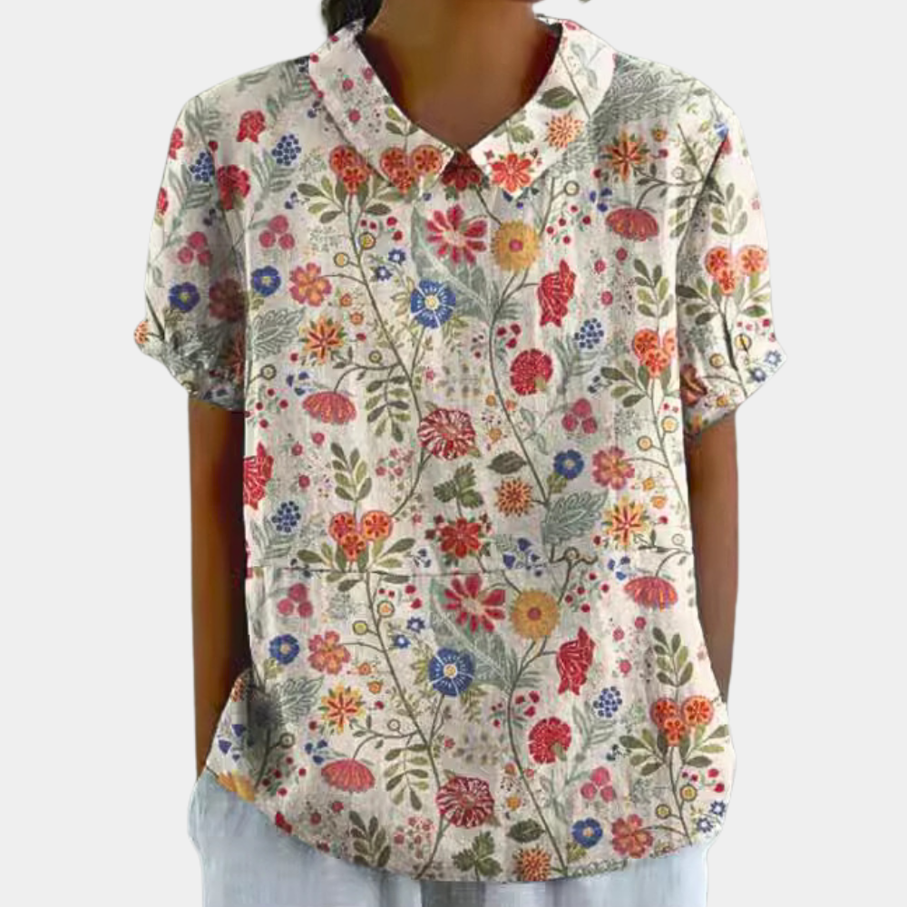 Blouse Bruna Femme - Manches Courtes | Imprimé Fleuri Pastoral