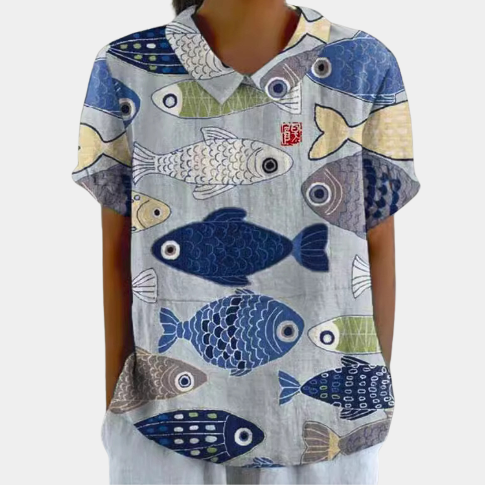 Blouse Bruna Femme - Manches Courtes | Imprimé Fleuri Pastoral