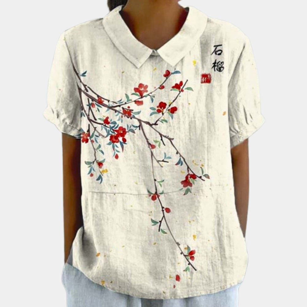 Blouse Bruna Femme - Manches Courtes | Imprimé Fleuri Pastoral
