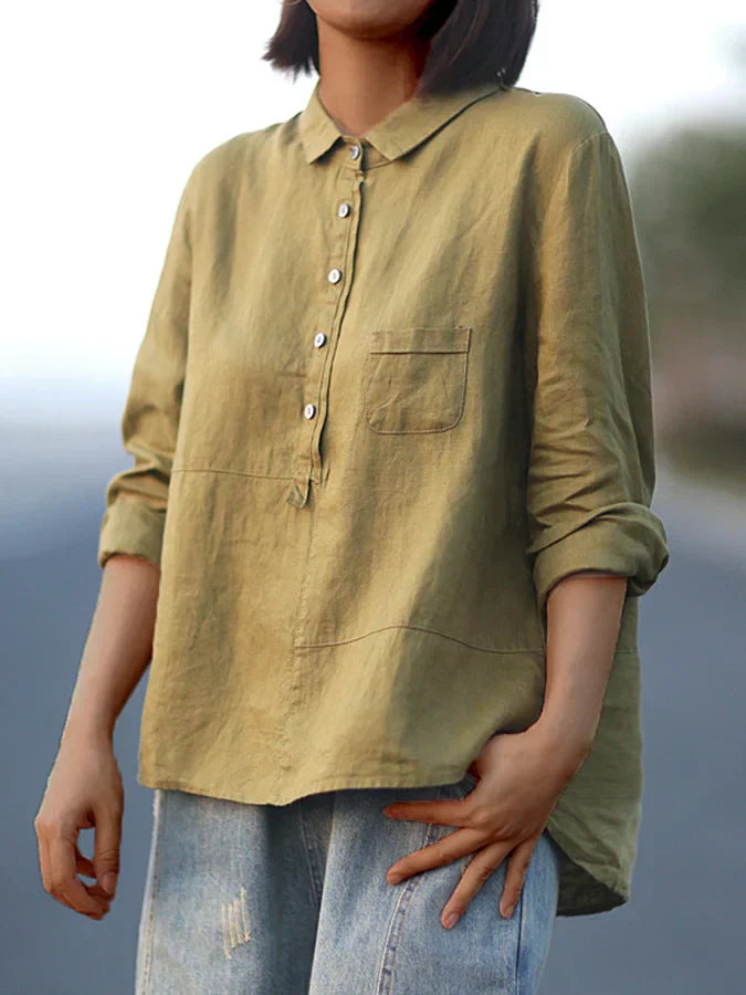 Chemise Femme Manches Longues - Bouton Revers - Paula
