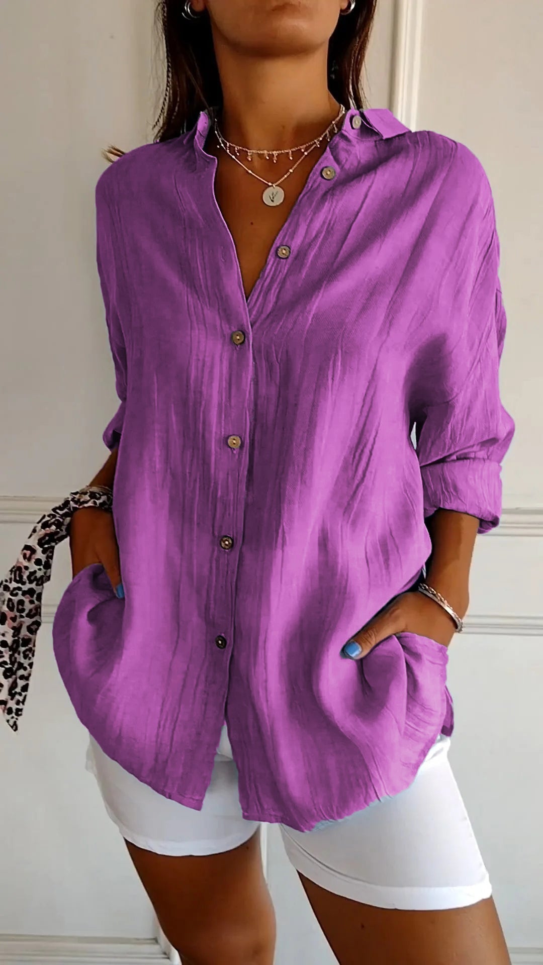 Chemise Femme Élégante et Légère - Design Plissé Chic
