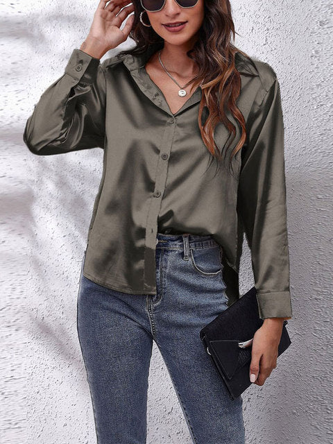 Idalia - Chemise Soie Manches Longues - Élégante & Classique