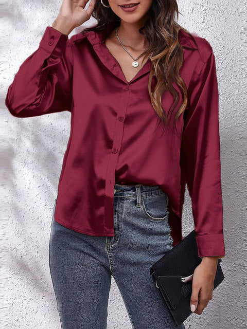 Idalia - Chemise Soie Manches Longues - Élégante & Classique