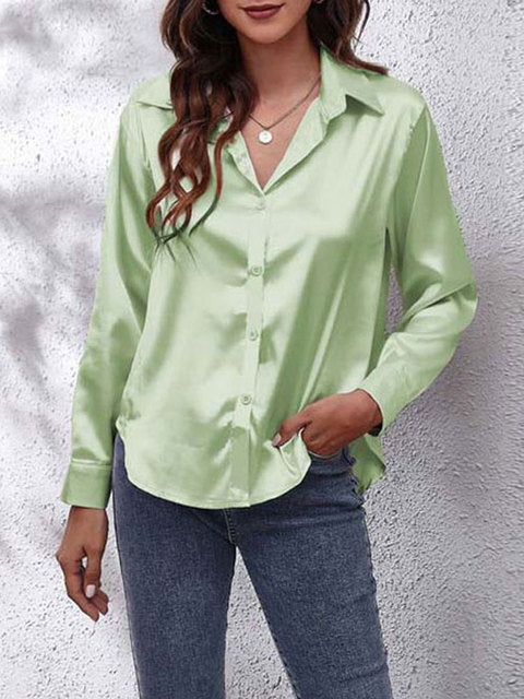 Idalia - Chemise Soie Manches Longues - Élégante & Classique