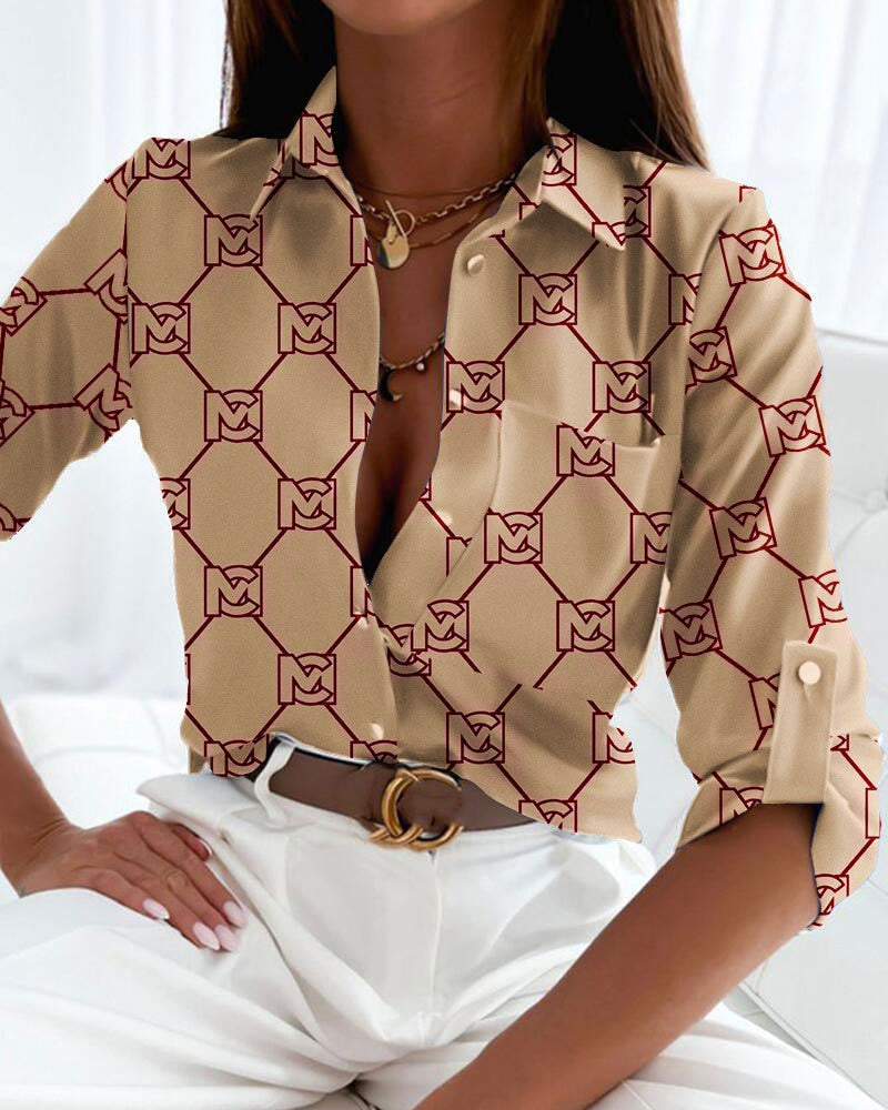 Chemisier Chic - Imprimé Moderne - Col Rabattu