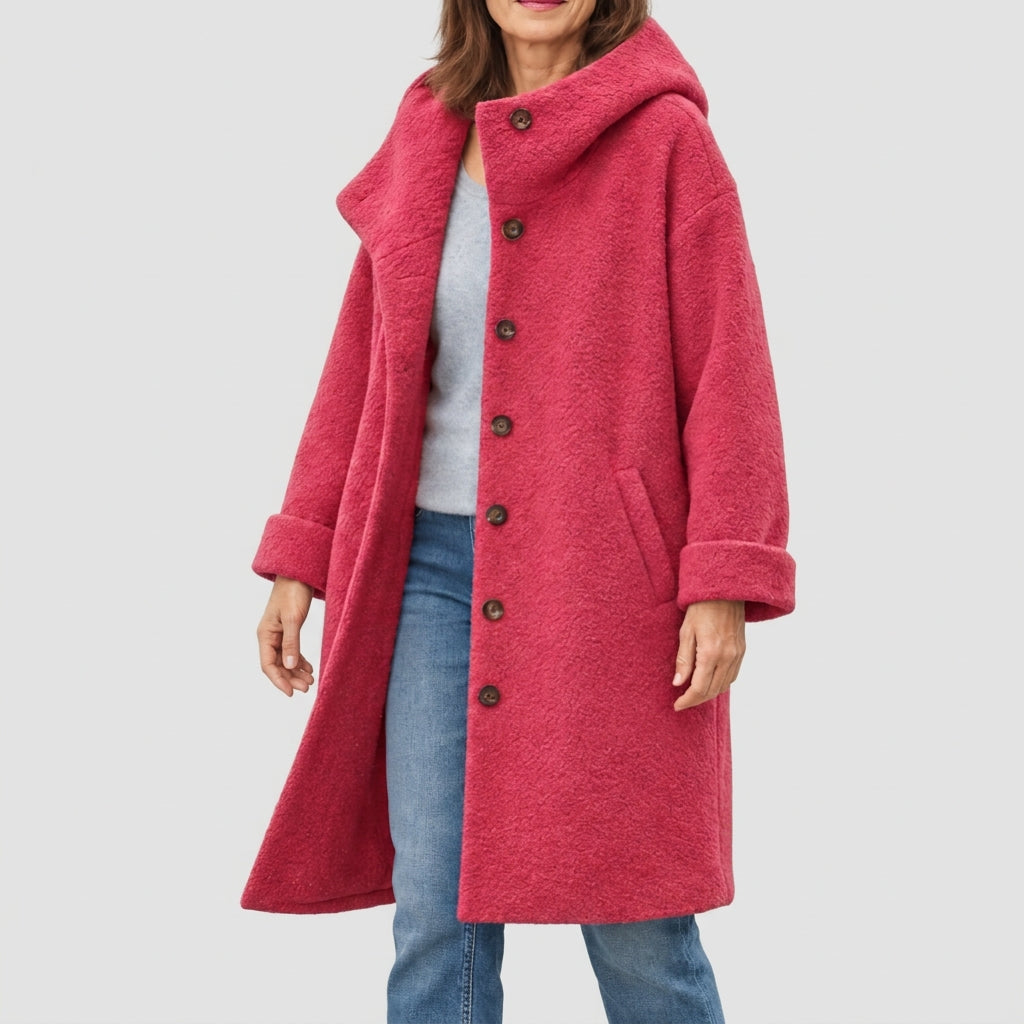 Maude | Manteau Long à Capuche en Laine Mélangée