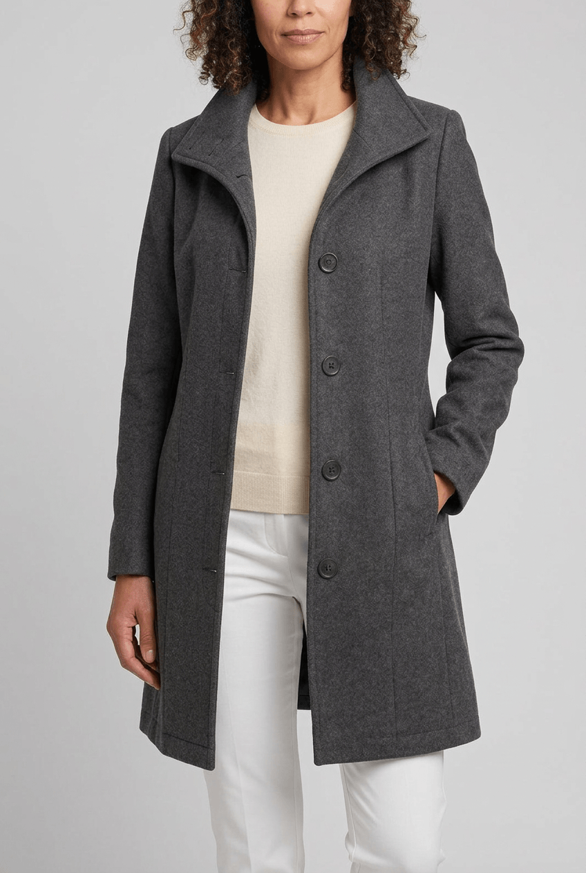 Manteau Femme | Col Montant Boutonné