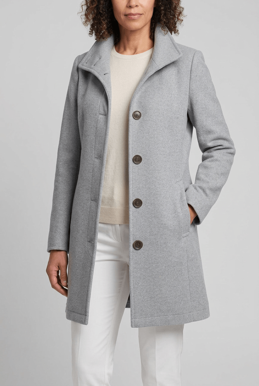 Manteau Femme | Col Montant Boutonné