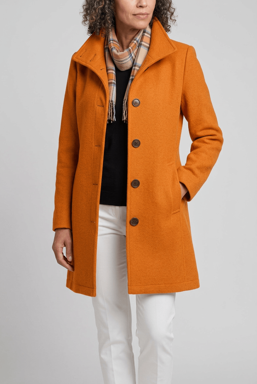 Manteau Femme | Col Montant Boutonné