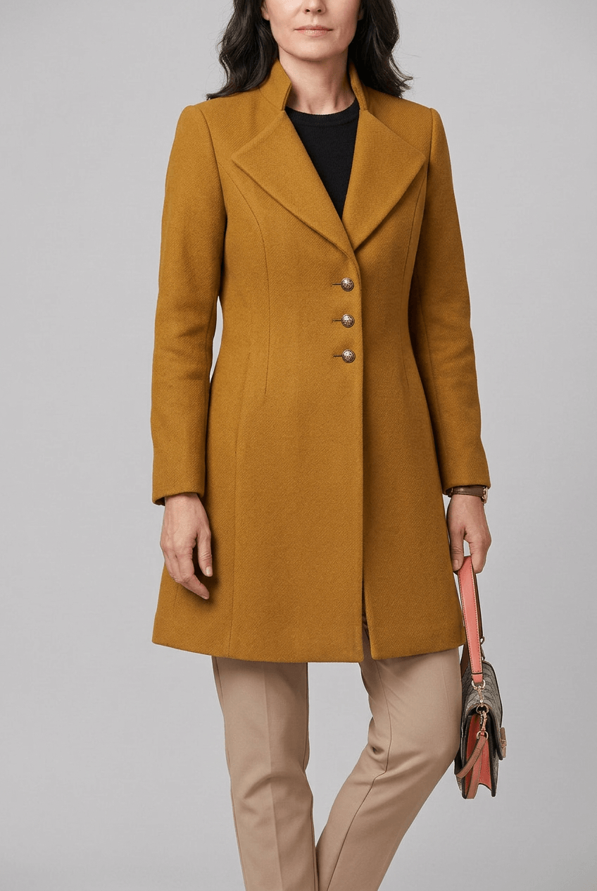 Manteau Femme Mi-Long Cintré | Col Cranté