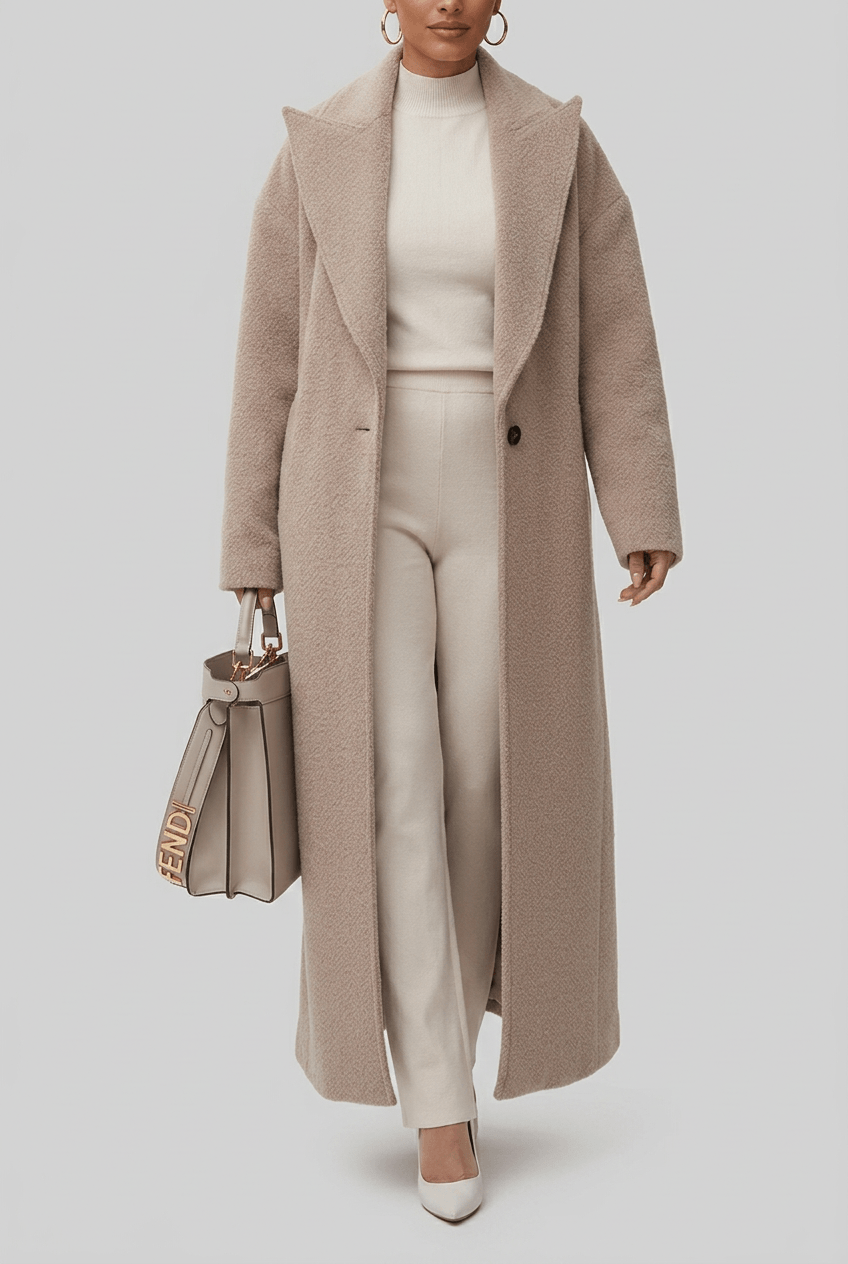 Manteau femme oversize long | Col à revers
