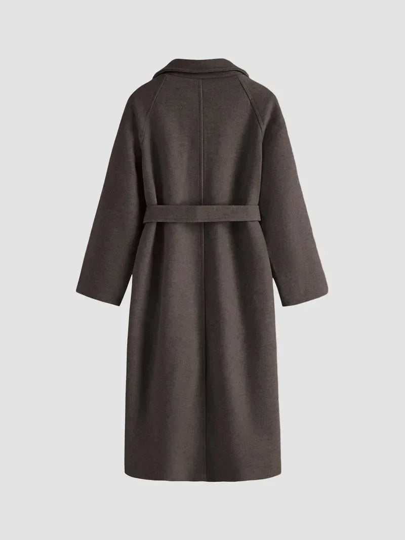 Manteau Long Femme avec Ceinture et Col Chic