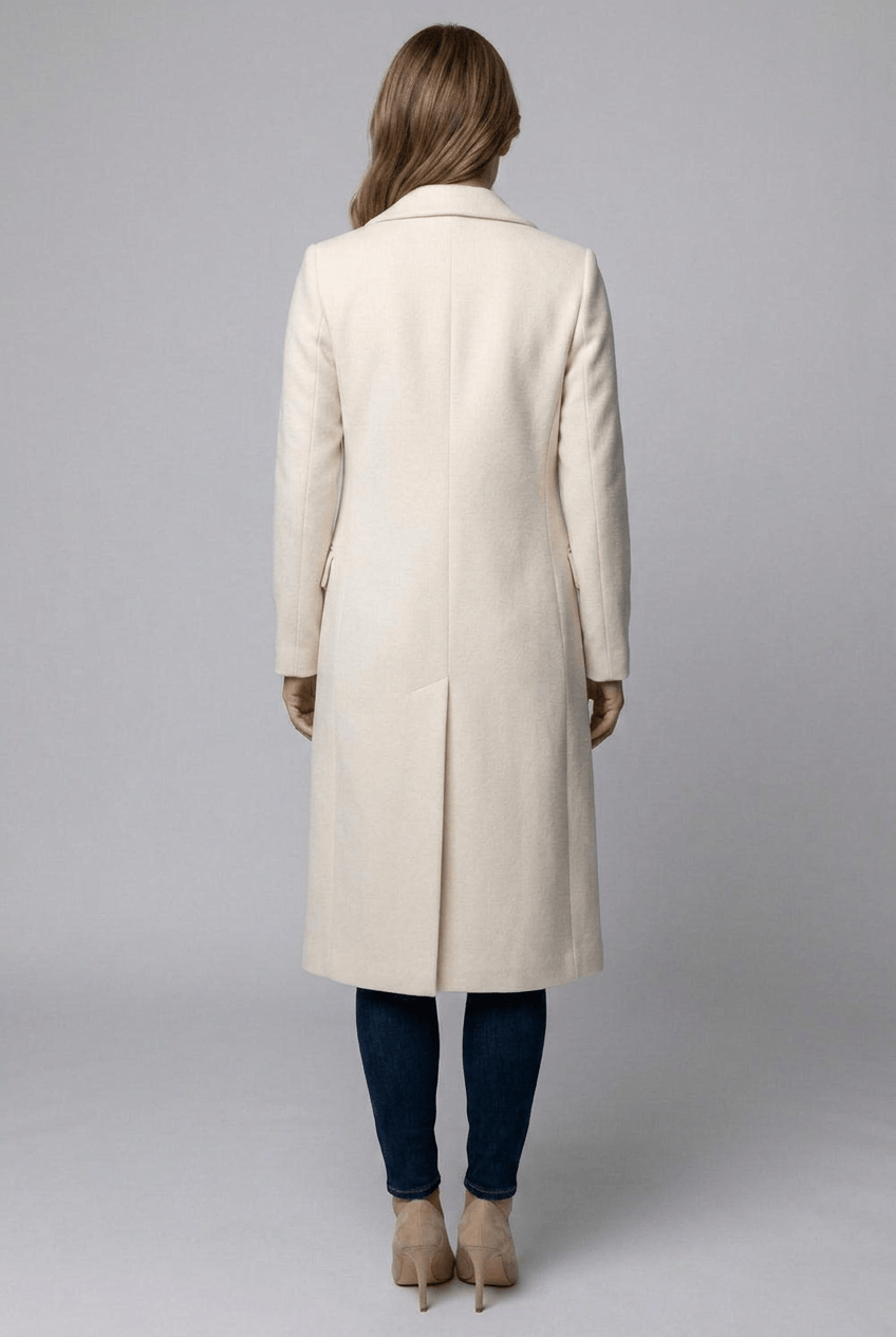 Manteau Long Femme Croisé | Col Cranté