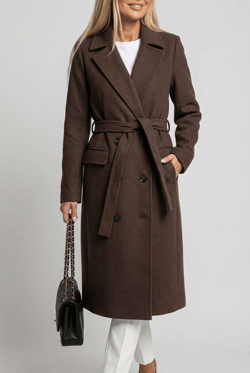 Manteau Long Femme Croisé | Poches à Rabat
