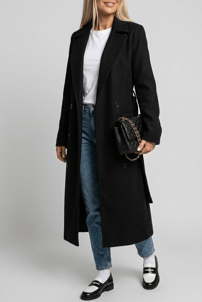 Manteau Long Femme Croisé | Poches à Rabat