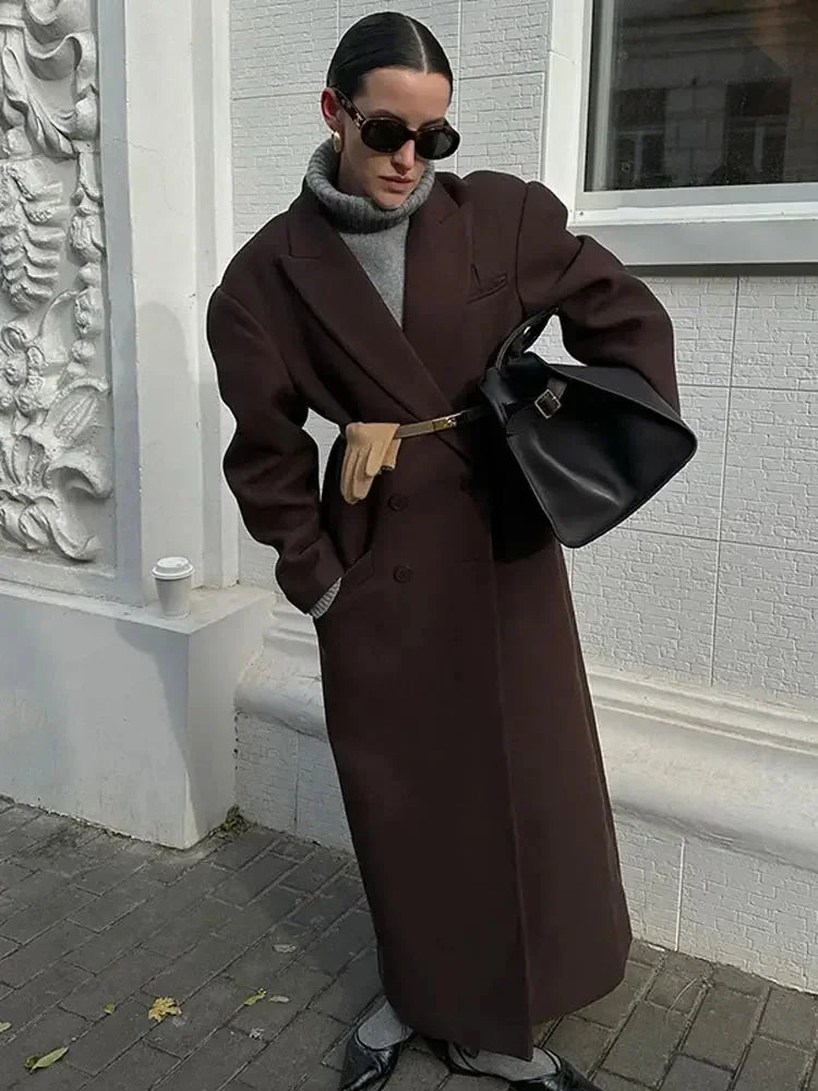 Manteau long femme élégant avec manches volumineuses