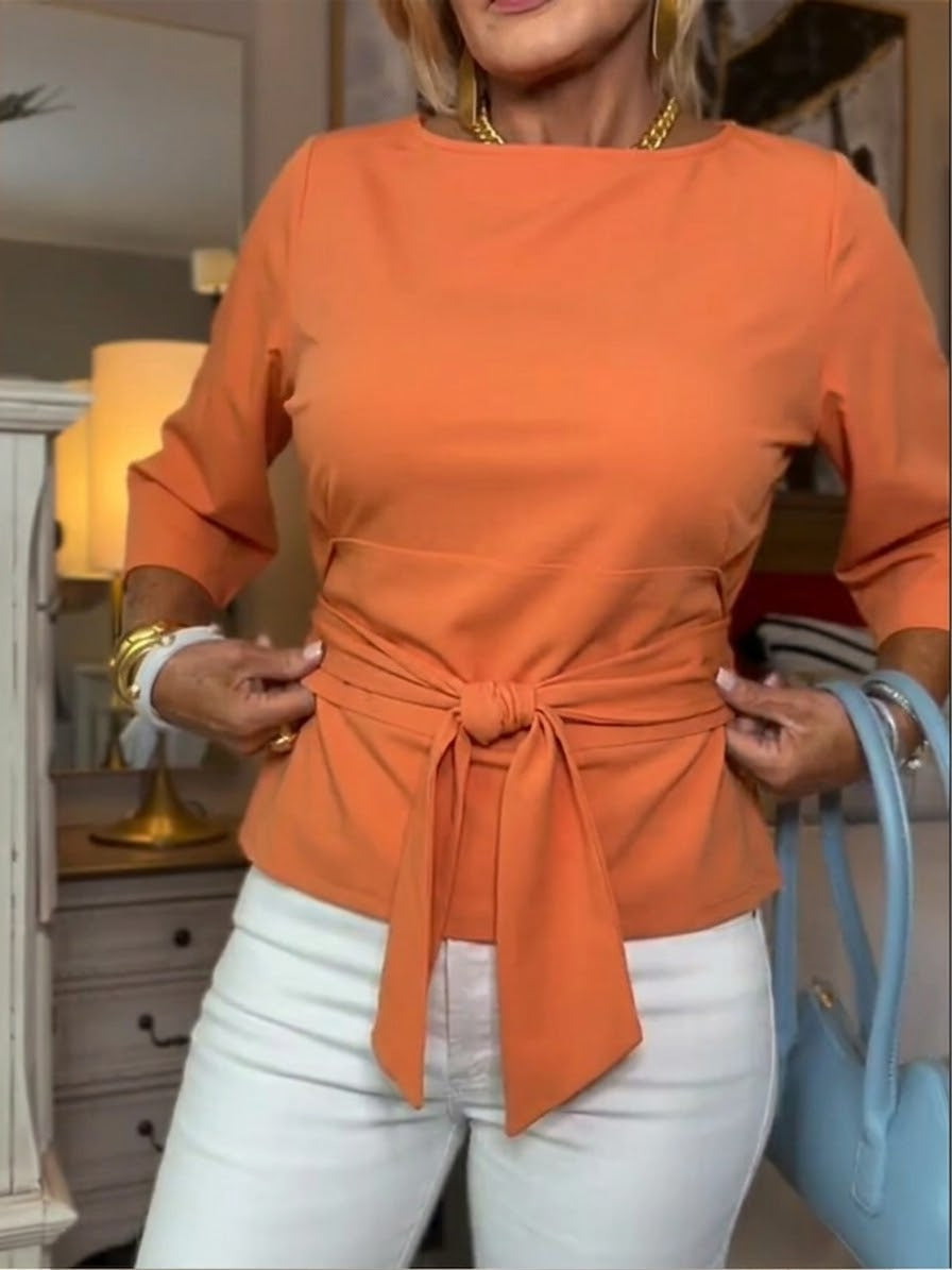 T-shirt femme en coton à nouer – Coupe décontractée chic