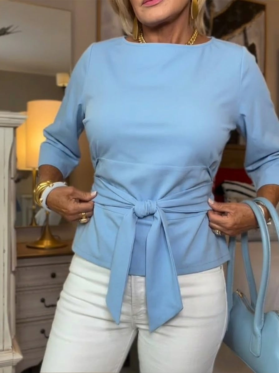 T-shirt femme en coton à nouer – Coupe décontractée chic