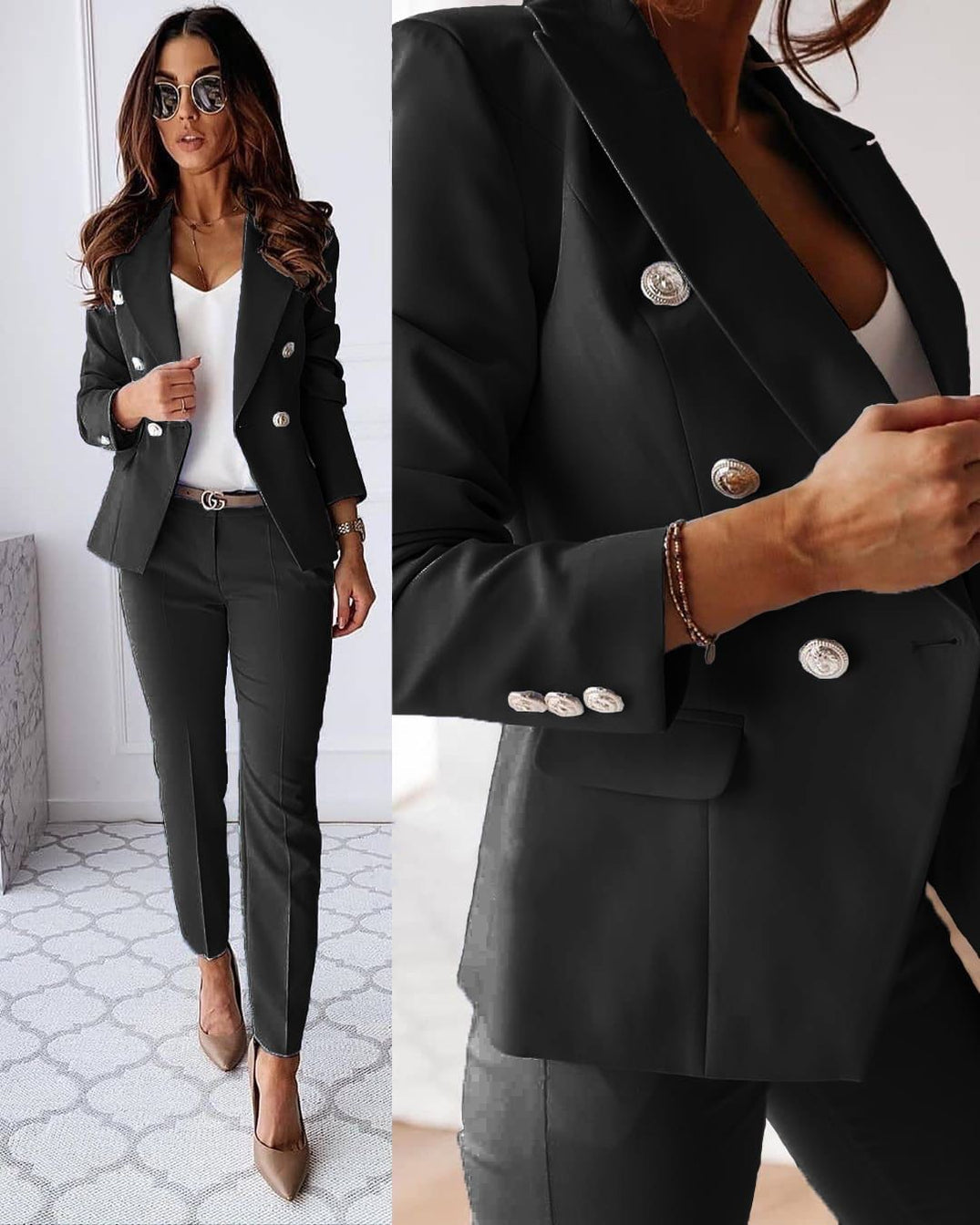 Tailleur Femme - Veste et Pantalon Ajusté Élégant
