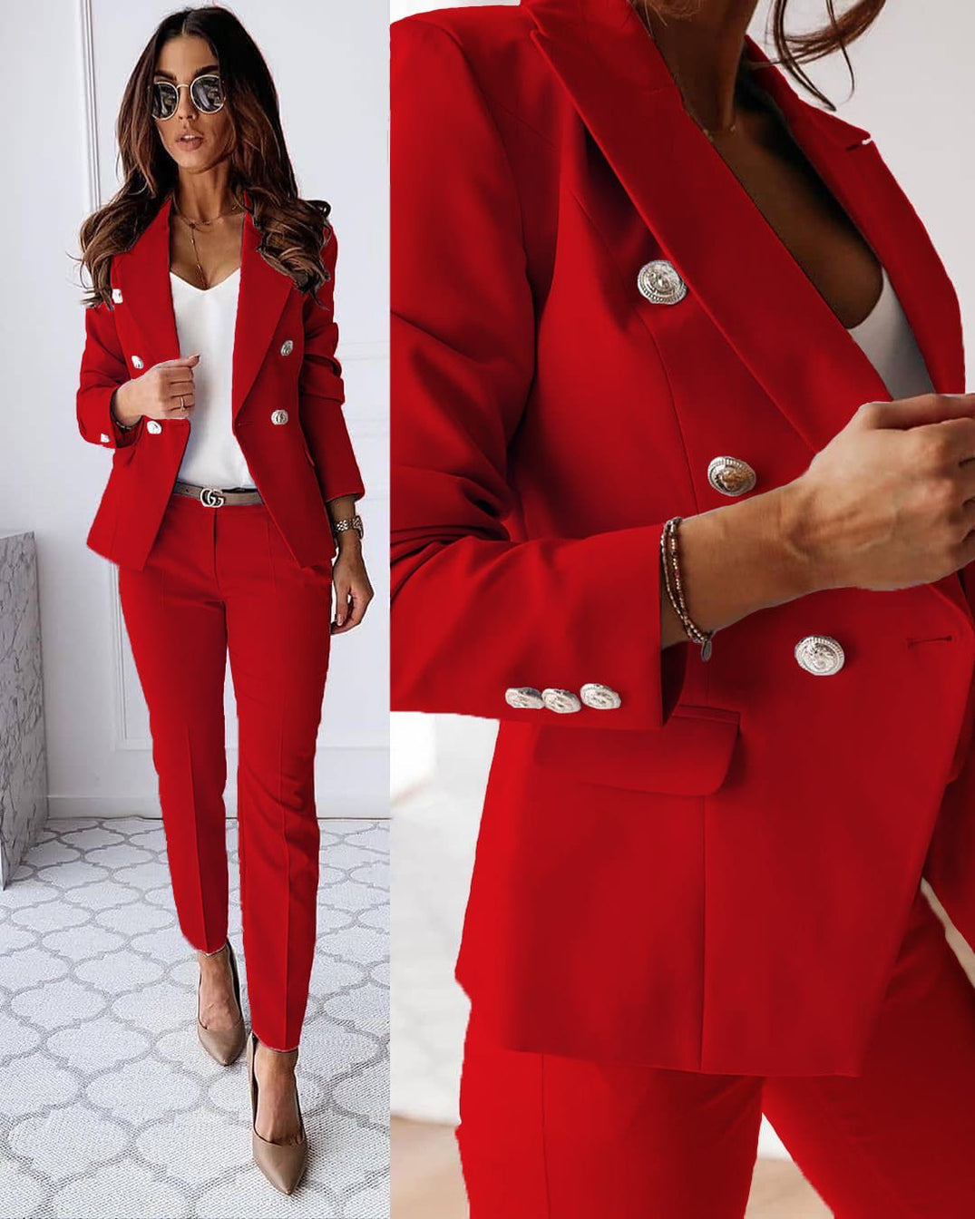 Tailleur Femme - Veste et Pantalon Ajusté Élégant