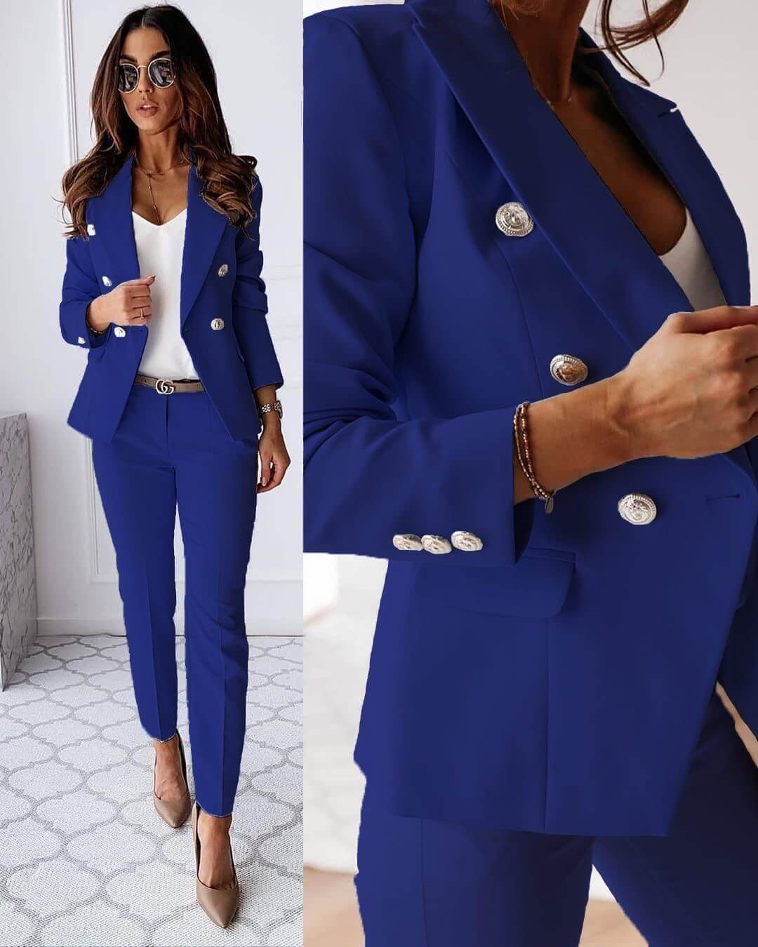 Tailleur Femme - Veste et Pantalon Ajusté Élégant