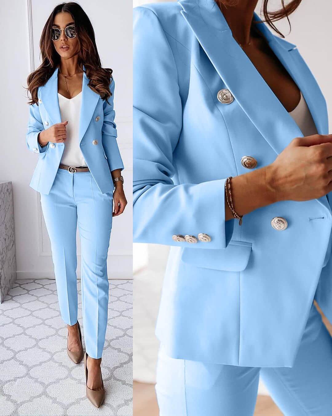 Tailleur Femme - Veste et Pantalon Ajusté Élégant