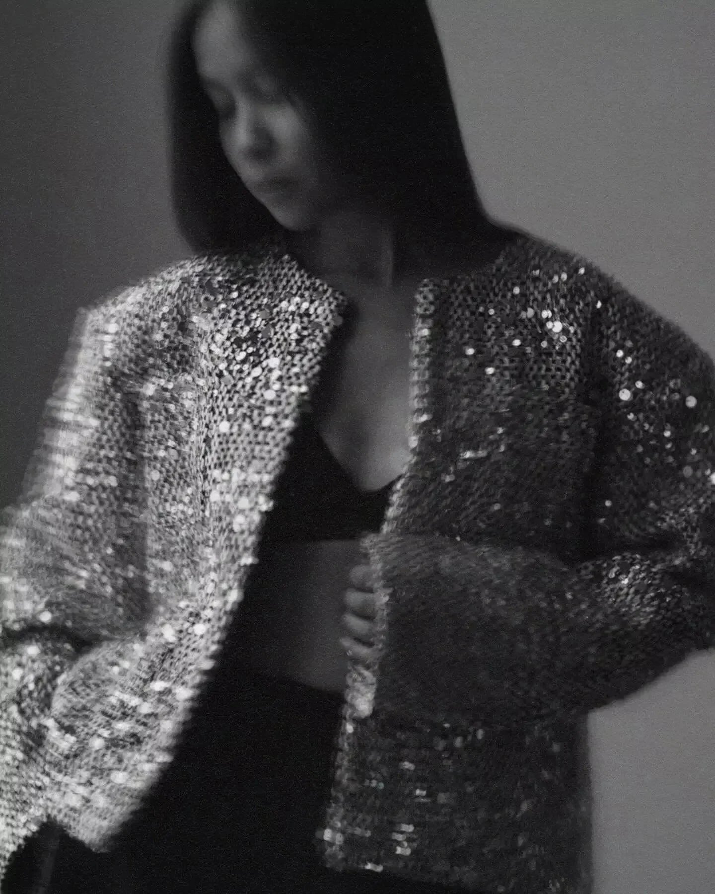 Veste bomber femme avec sequins argentés