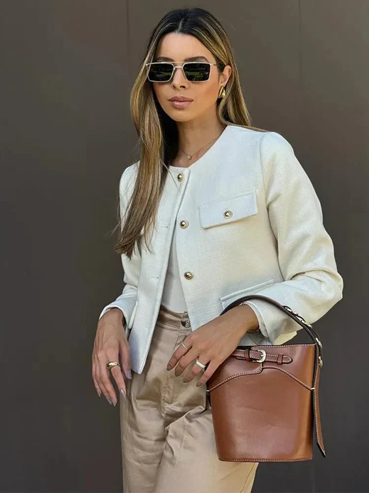 Veste Croisée Boutonnée Femme - Élégance Sophistiquée