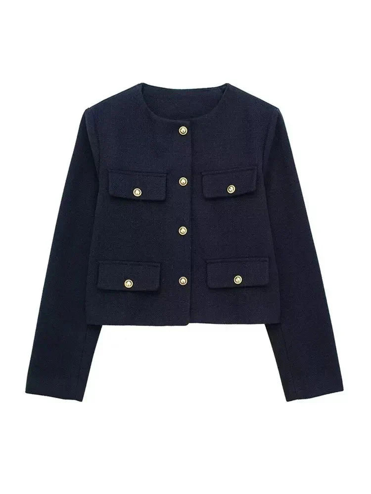 Veste Croisée Boutonnée Femme - Élégance Sophistiquée