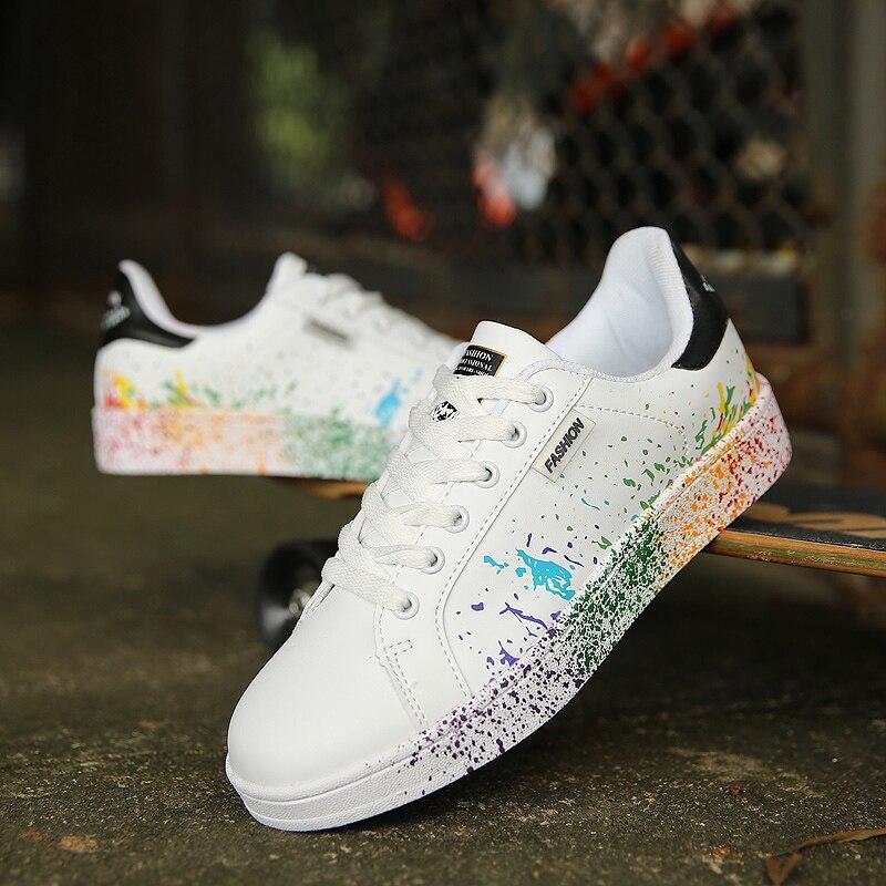 Baskets basses pour femmes Imprimé graffiti coloré - Noir