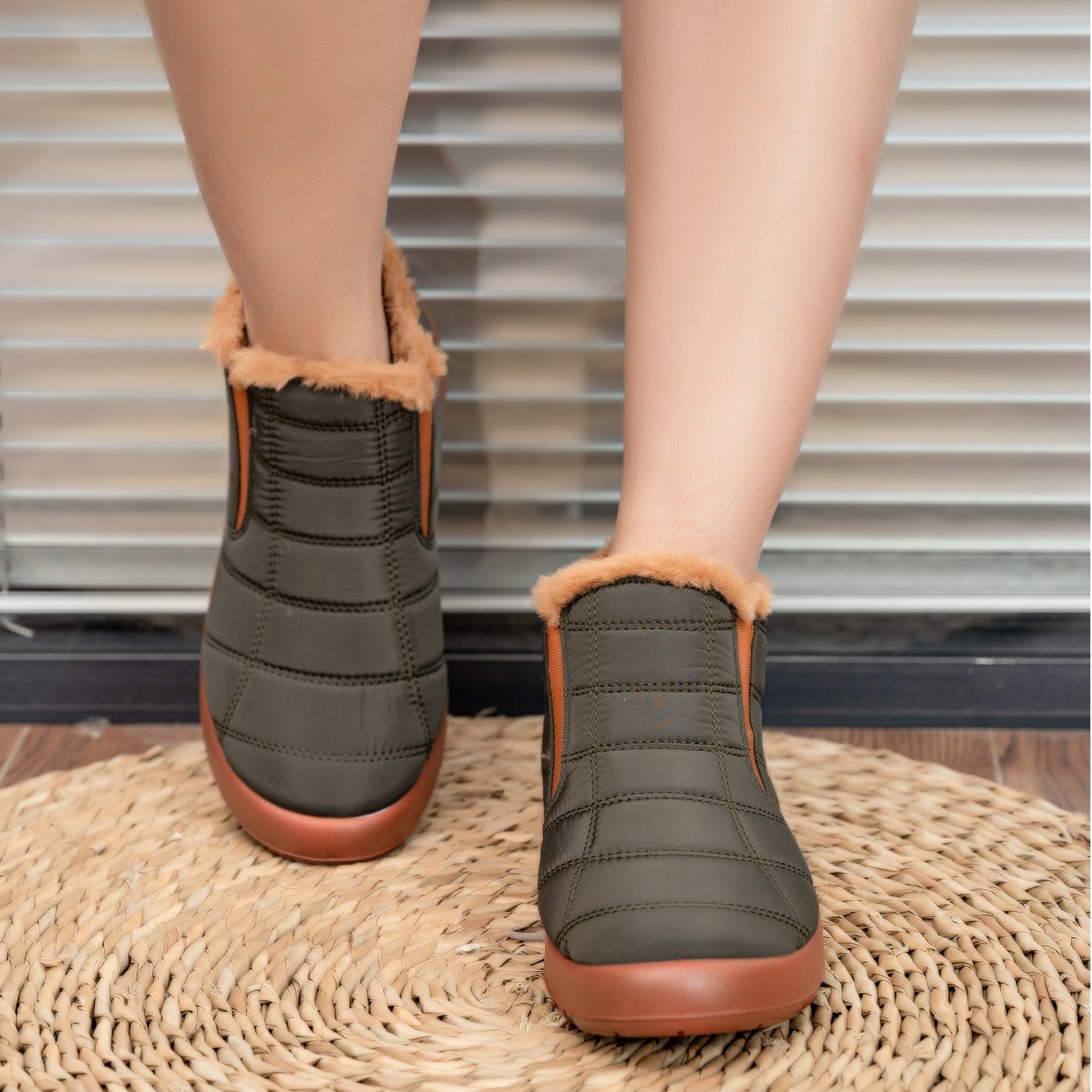 Bottines d'hiver chaudes en fourrure pour femme