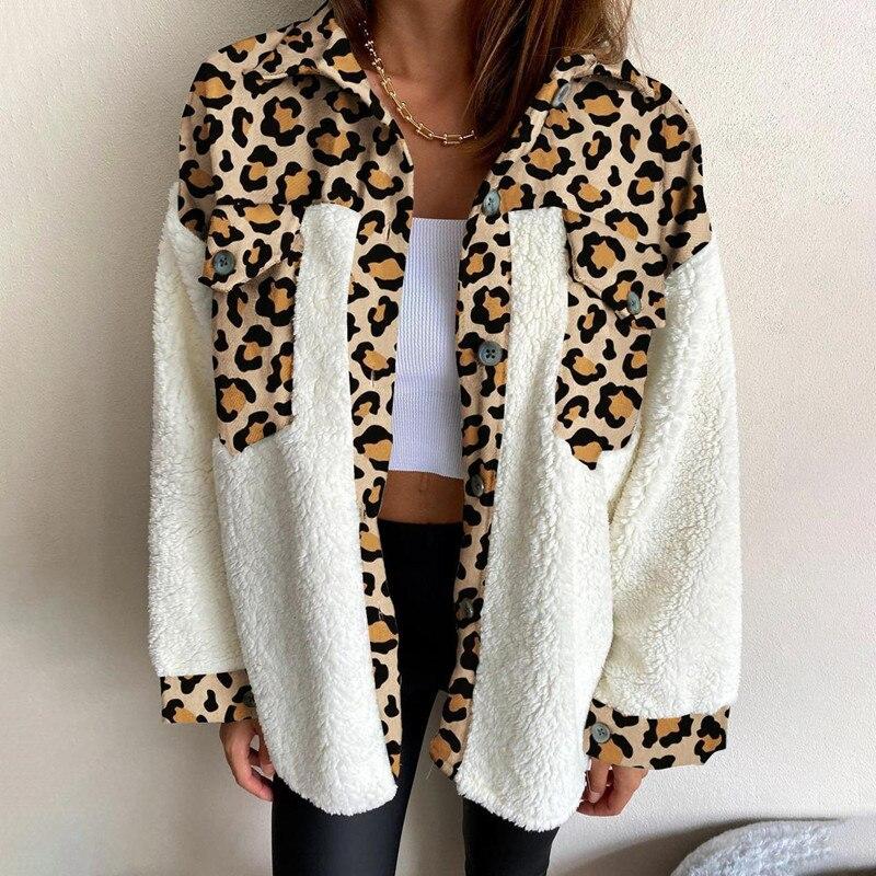 MODACHIC - Veste en laine d'agneau à carreaux - Leopard