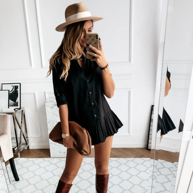 Robe chemise plissée blanche Shara