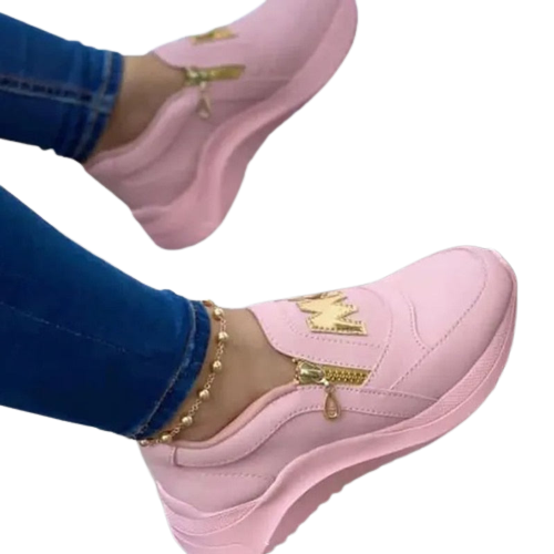 Pinkfarbene, klobige Plateauschuhe