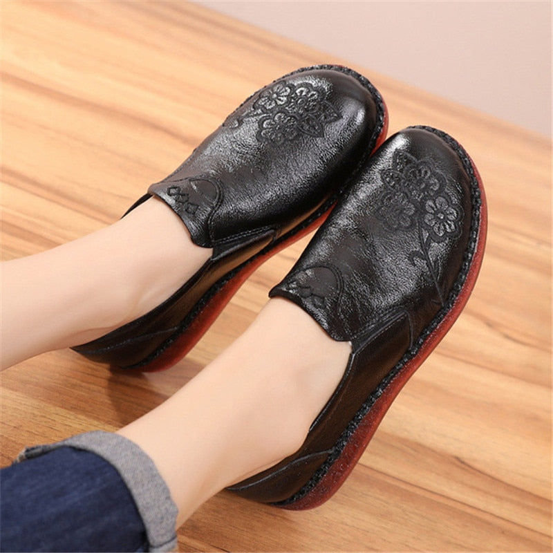 Flache Sneakers aus Tang-Leder