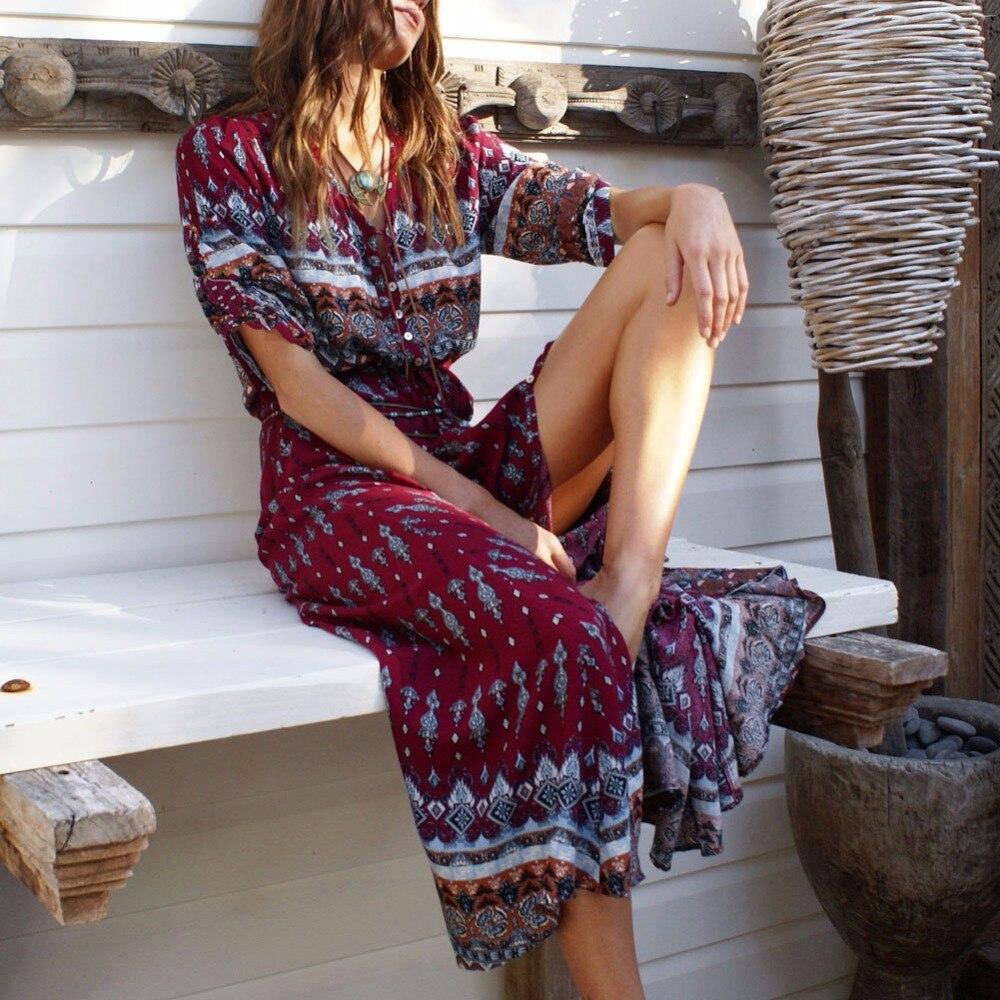 Robe Longue Style Hippie - Black