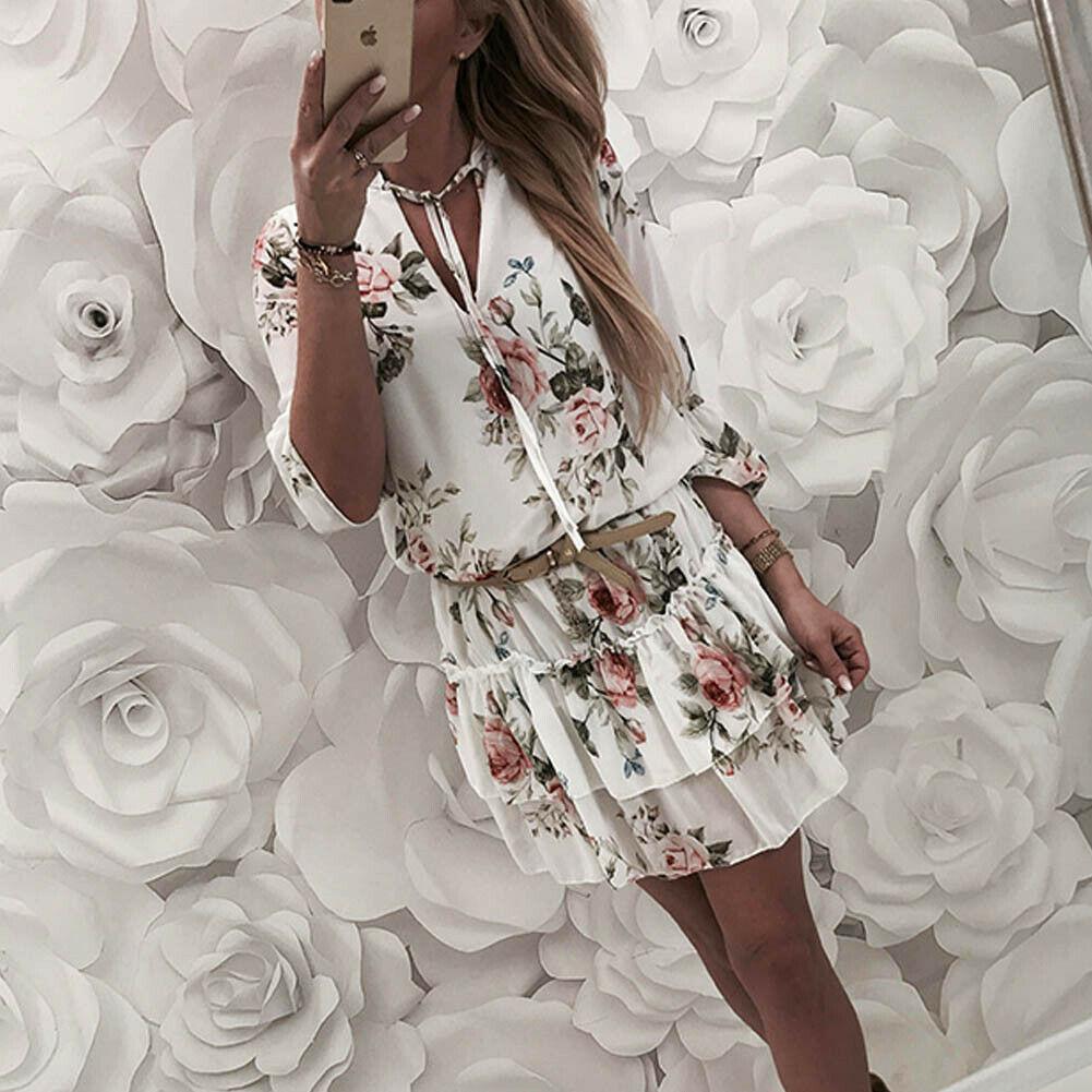 Robe Vintage Imprimé Floral - Blanc