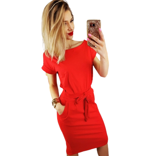 Gestreiftes Kleid mit kurzen Ärmeln