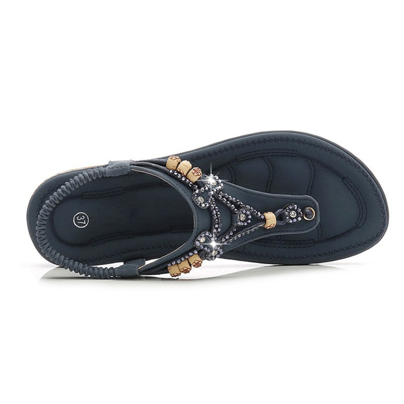 Sandales orthopédique plates perles de cristal pour femmes Cristalys